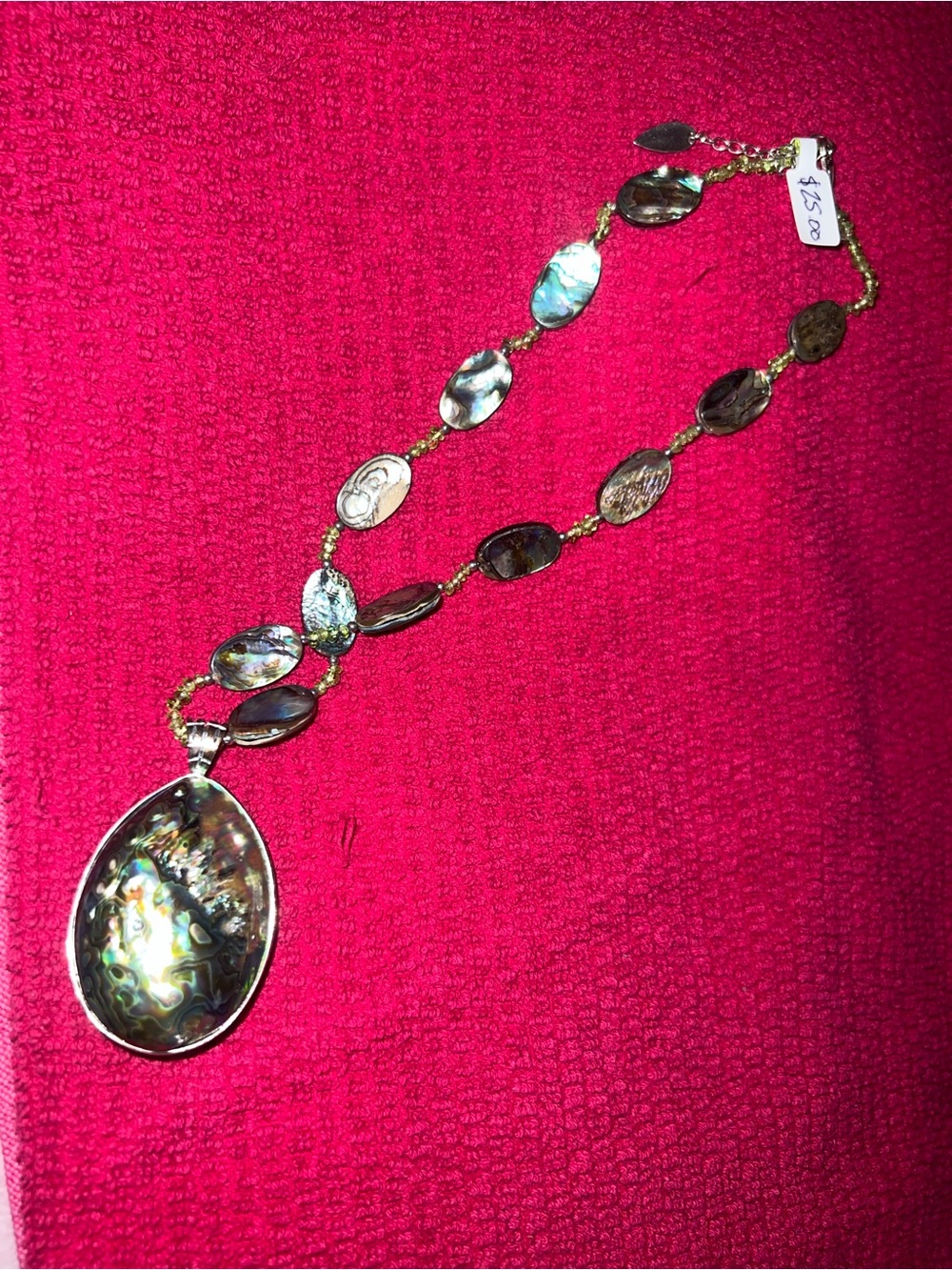 Abalone Shell Pendant Necklace - Iridescent Brown & Green
